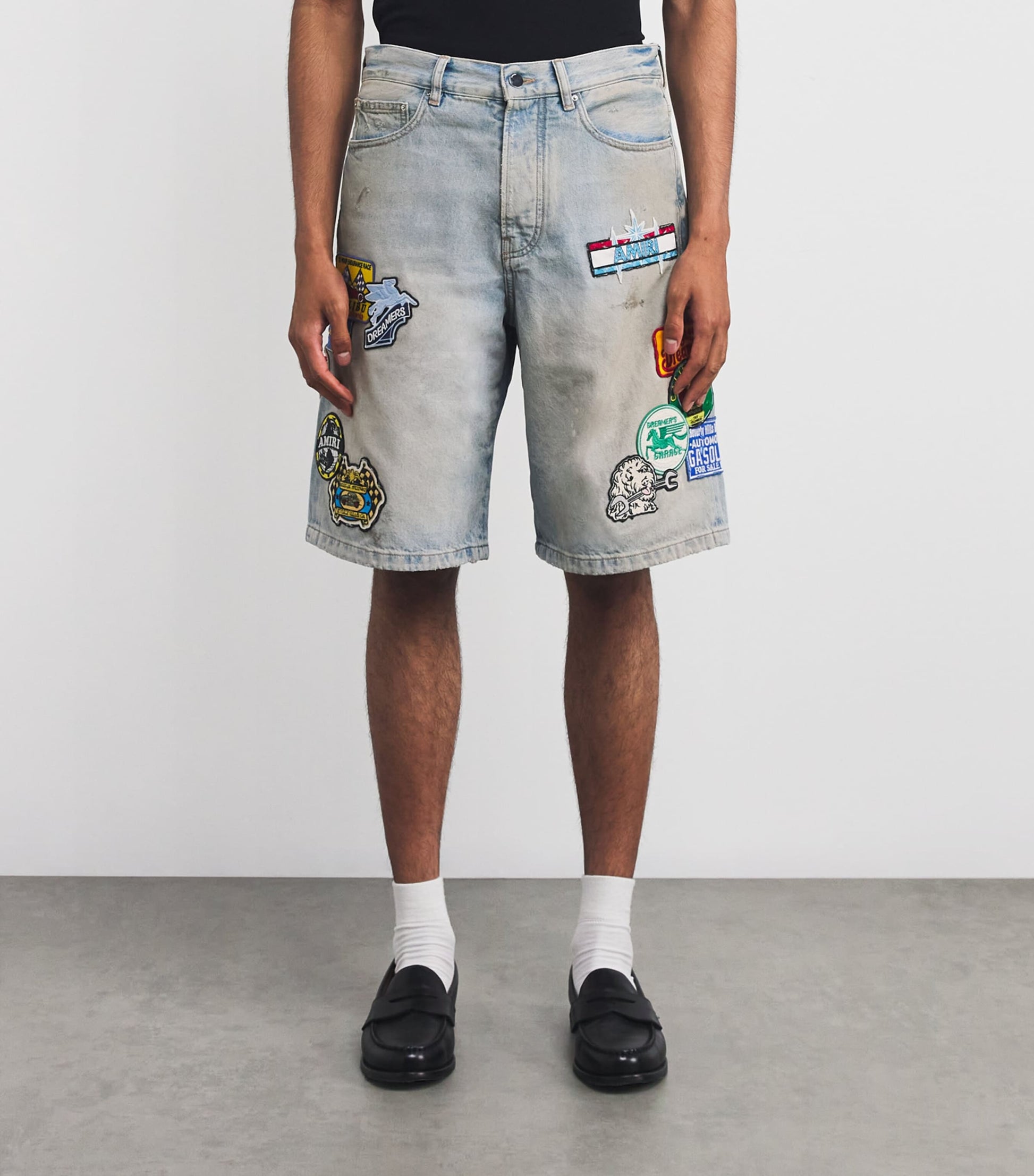 Station Patch Denim Shorts