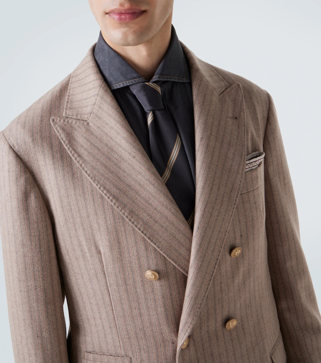 Brunello Cucinelli - Striped cashmere and silk blazer