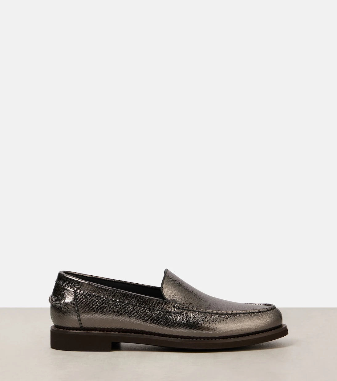 Brunello Cucinelli - Metallic leather loafers