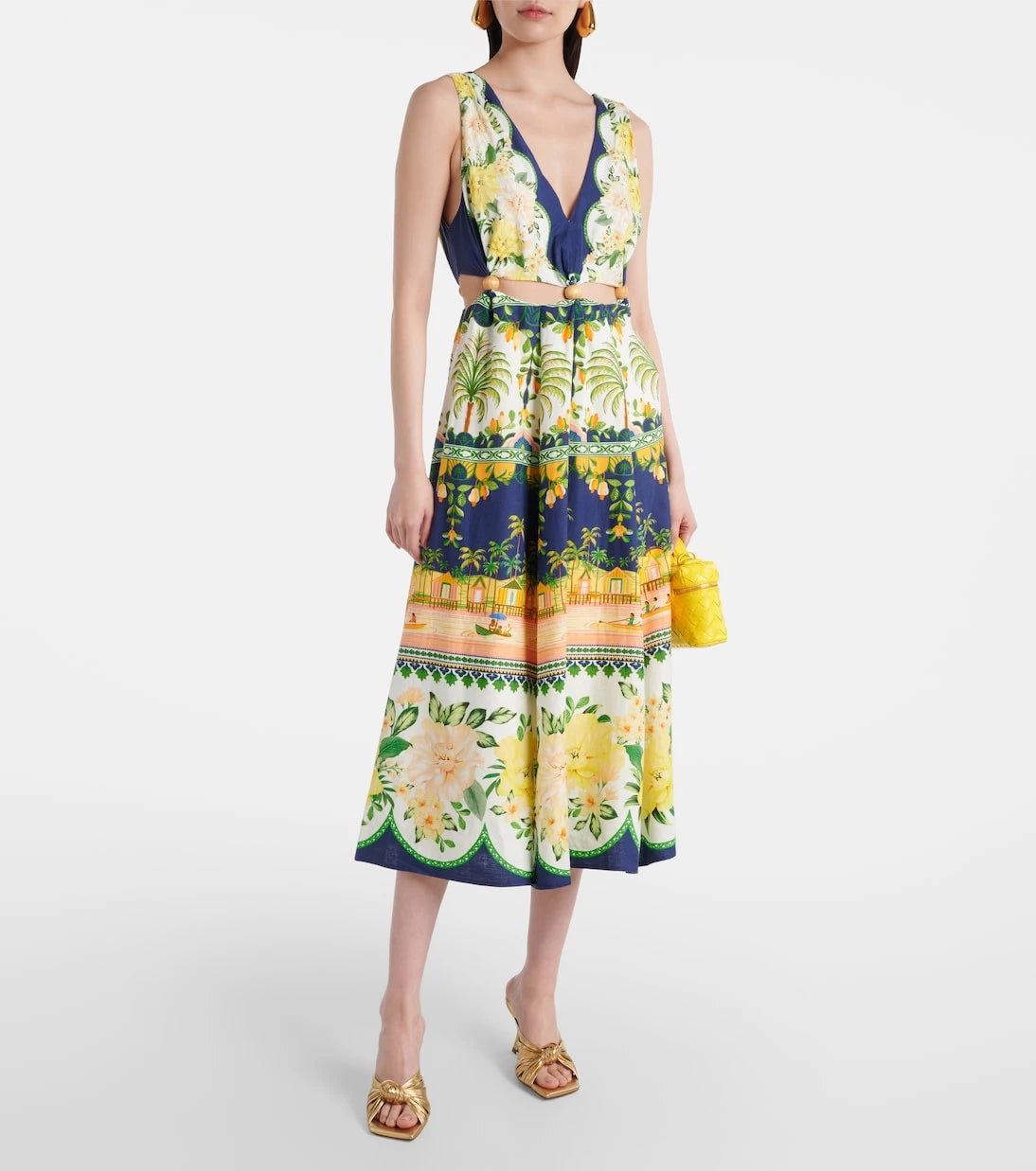 Farm Rio - Embellished cutout printed midi dress