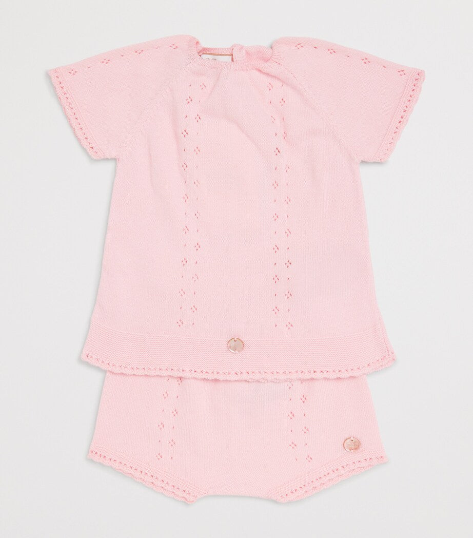 Cotton Knitted Top and Bloomers Set (0-6 Months)