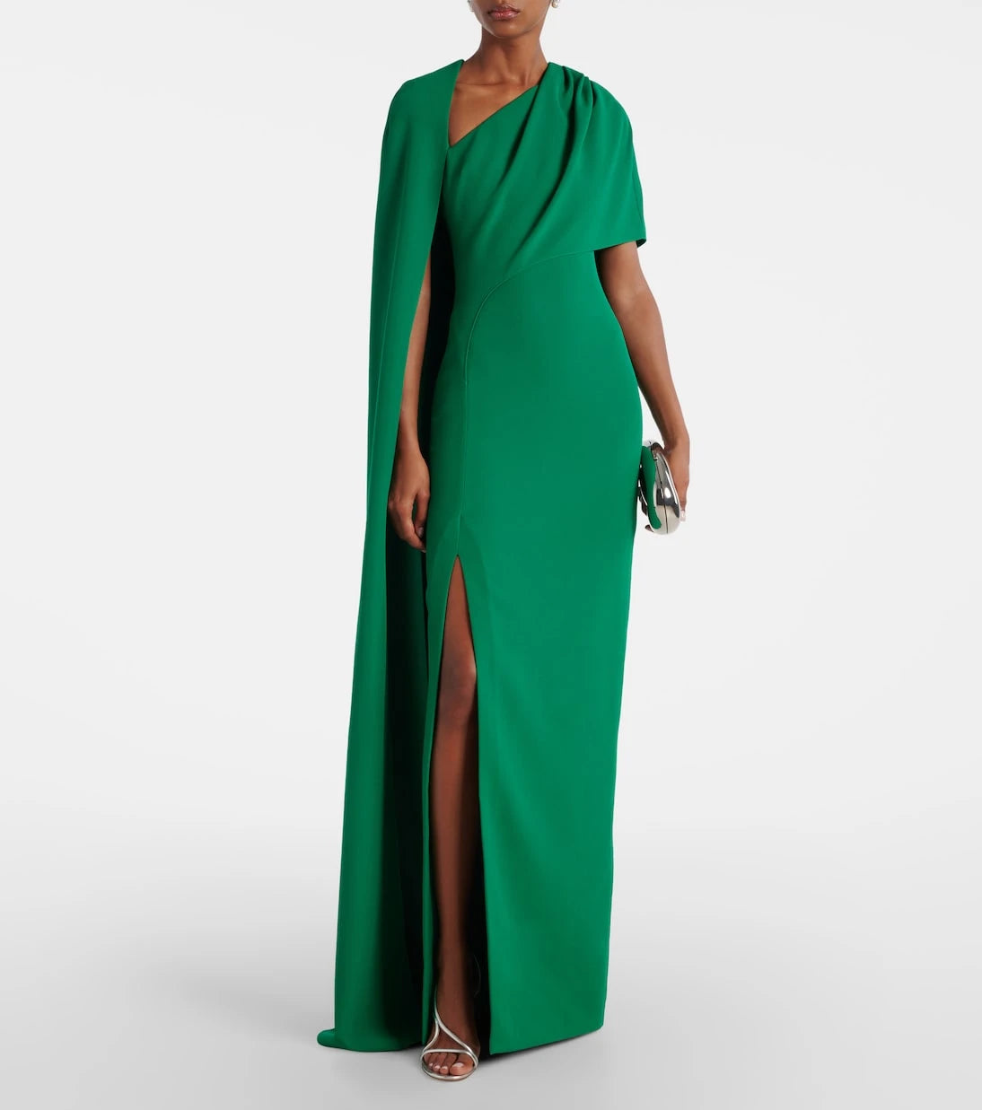 Safiyaa - Caped asymmetric crêpe gown