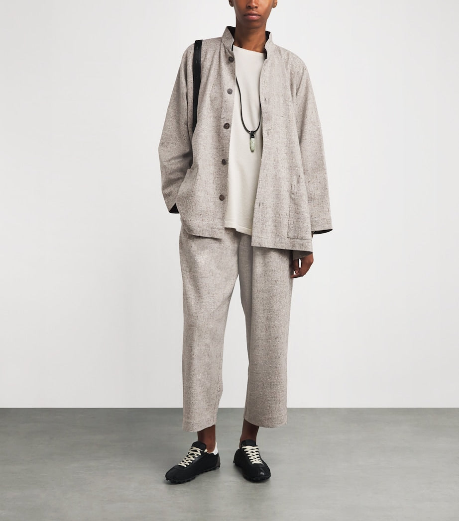 Virgin Wool Mandarin-Collar Jacket STONE