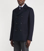 Navy Wool-Silk-Cashmere Pea Coat