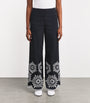 Embroidered Wide-Leg Trousers NAVY