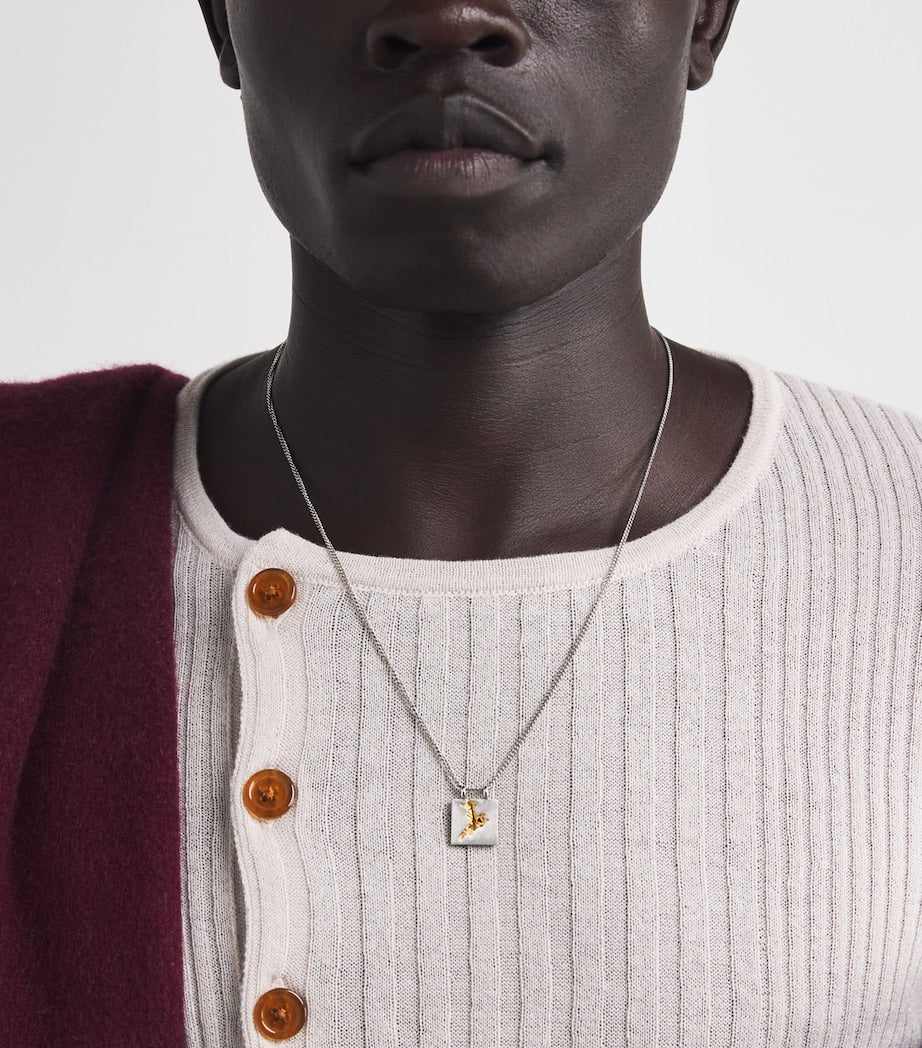 Tom Wood Sterling Silver and Tourmaline Mined Necklace