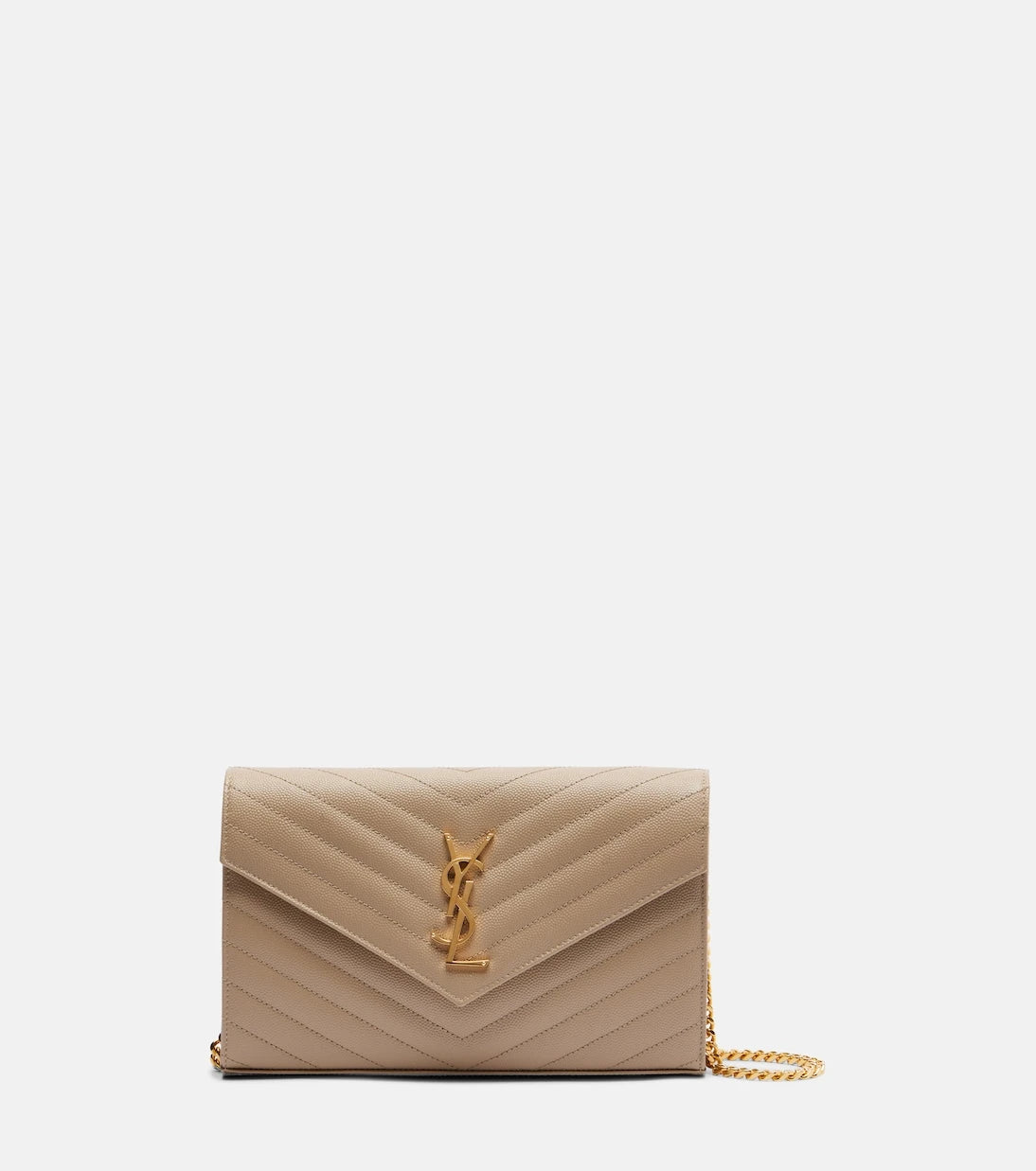 Saint Laurent - Cassandre matelassé leather wallet on chain