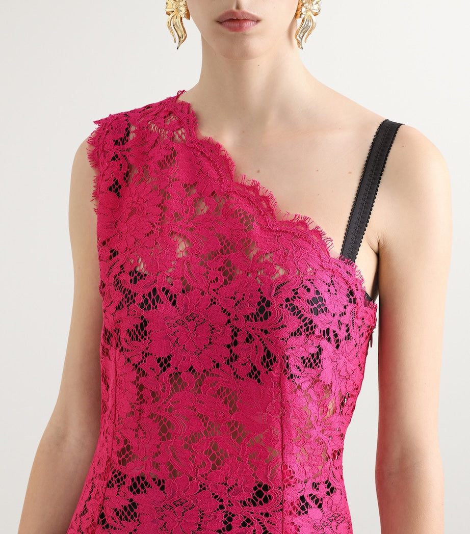 Multi Lace One-Shoulder Mini Dress