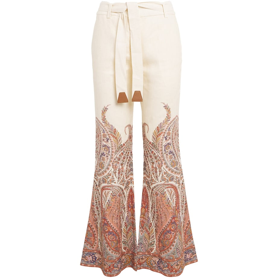 Zimmermann Brown Ramie Paisley Rhiannon Trousers