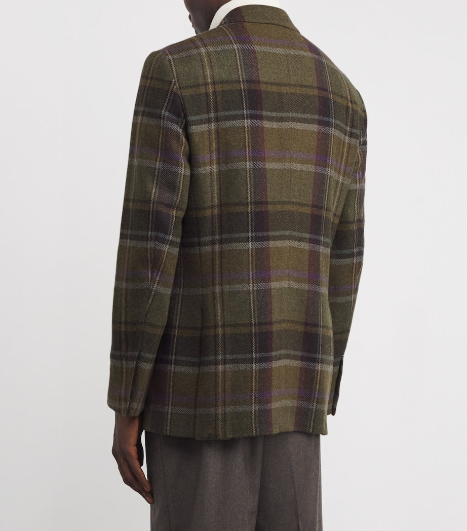 Ralph Lauren Purple Label Multi Wool-Cashmere Plaid Kent Blazer