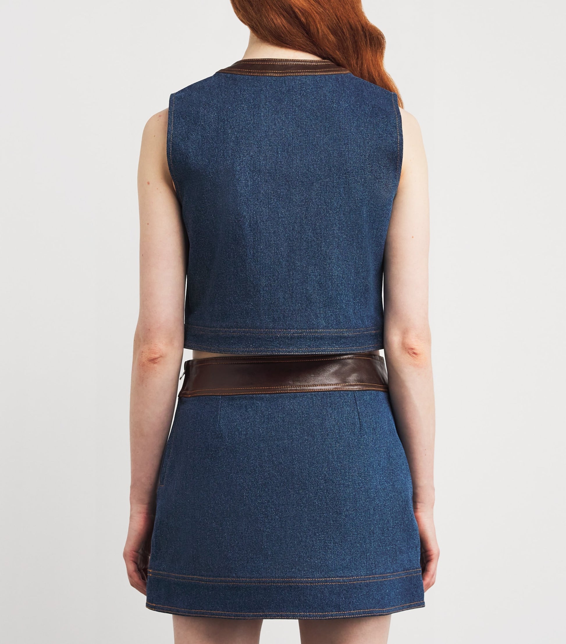 Blue Cropped Denim Waistcoat