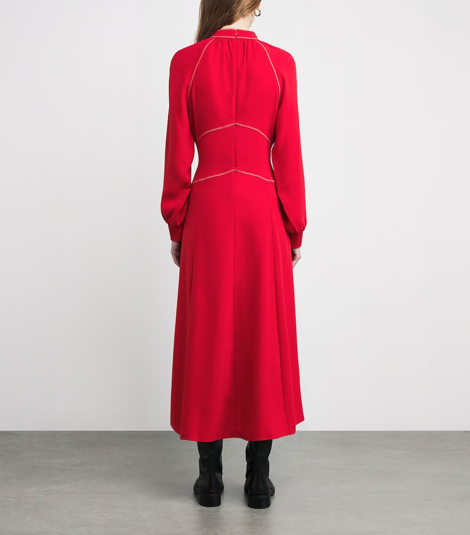 ME+EM Red Contrast-Stitch Panelled Maxi Dress