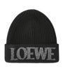 Black Wool Embroidered-Logo Beanie