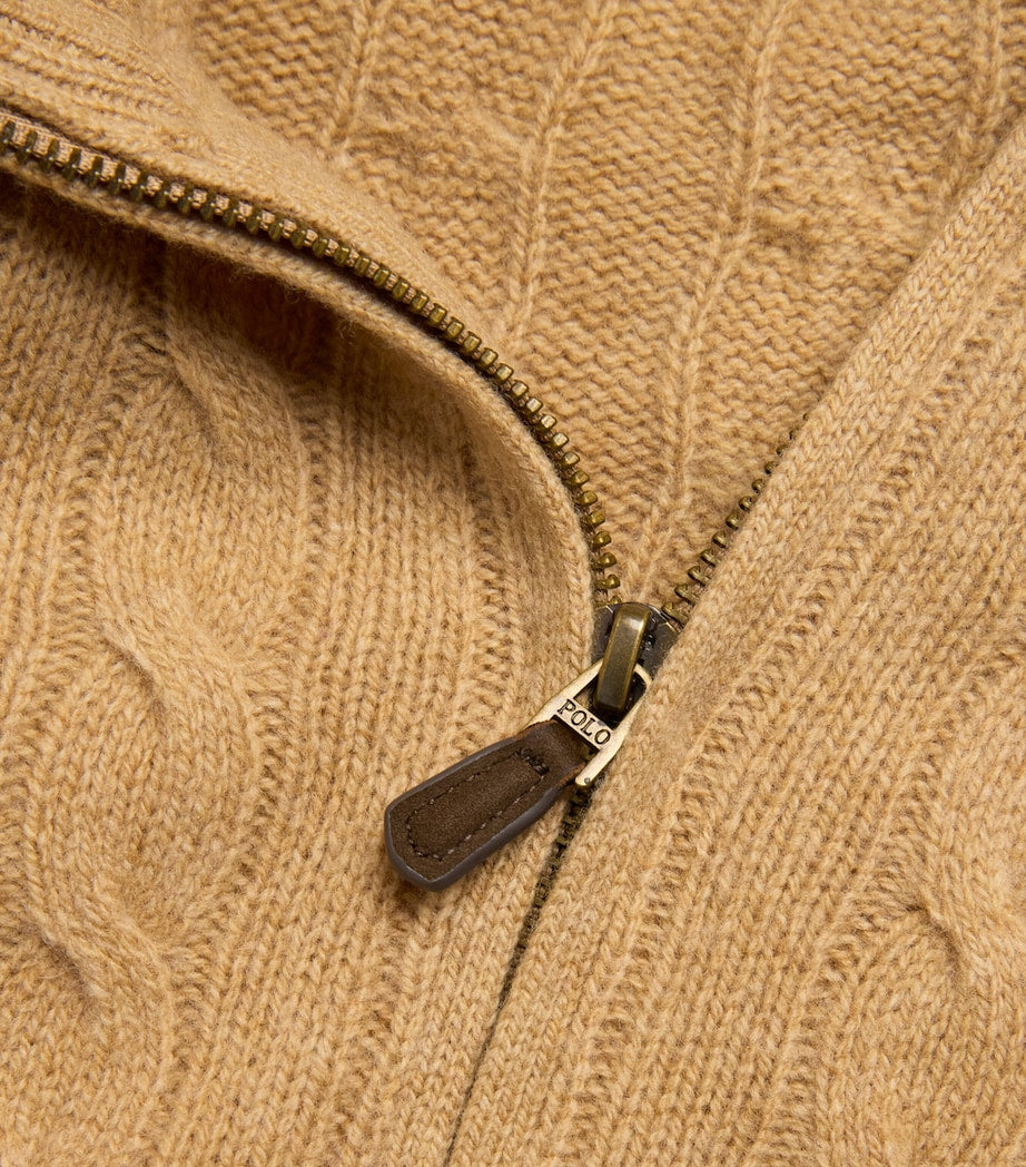 Polo Ralph Lauren Brown Wool-Cashmere Quarter-Zip Sweater