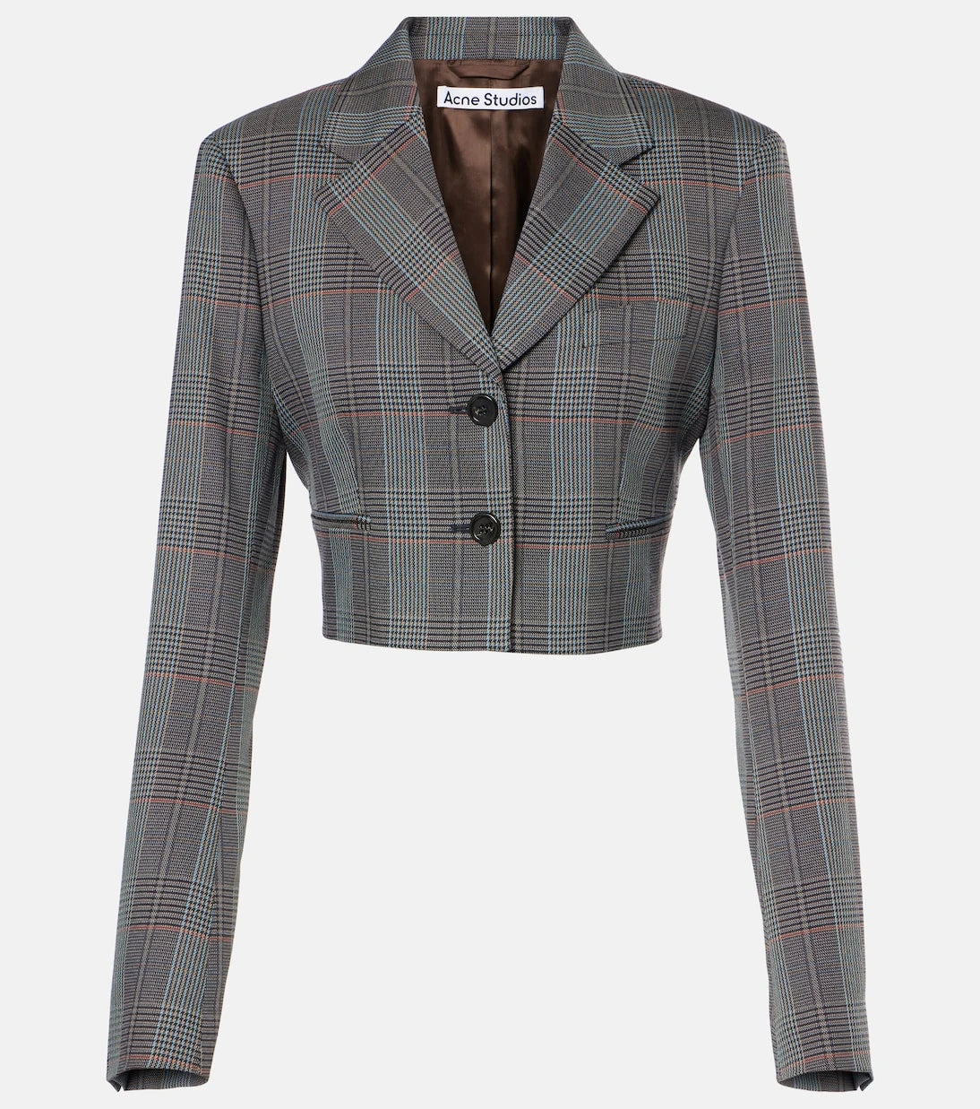 Acne Studios - Jaza ekoseli kırpılmış yün karışımı blazer