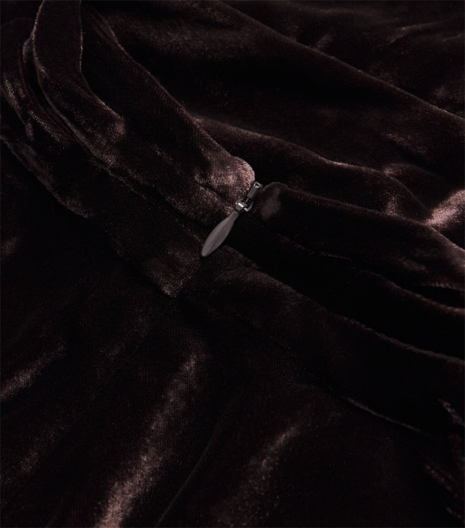 ME+EM Brown Velvet Cowl-Neck Top