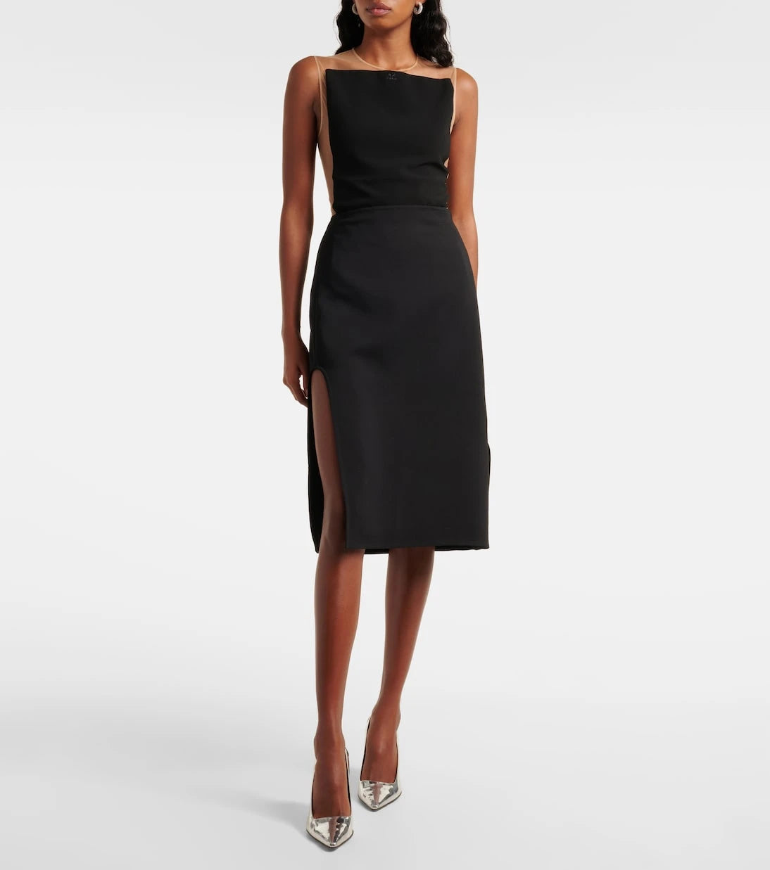Courrèges - Wool-blend midi skirt