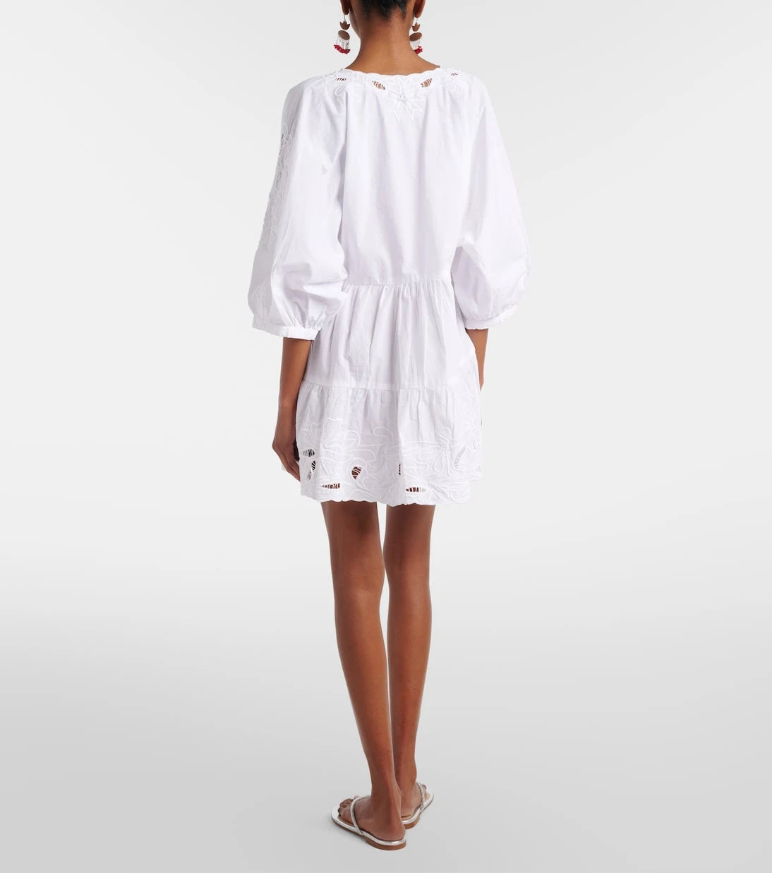 Juliet Dunn - Embroidered cotton poplin minidress