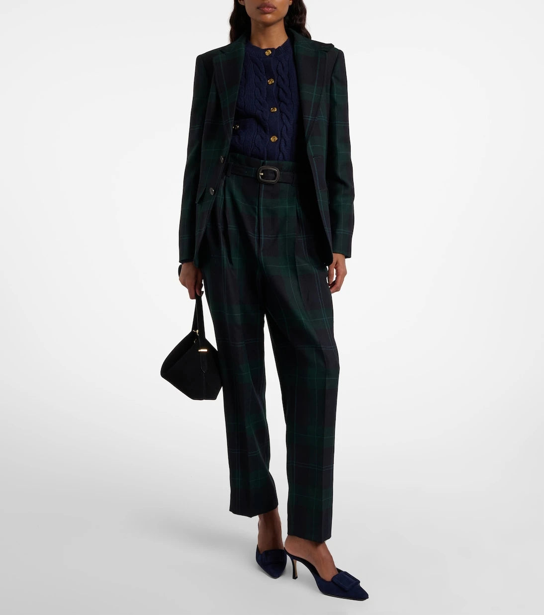 Polo Ralph Lauren - Belted checked high-rise wool tapered pants