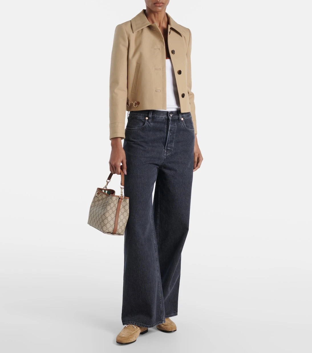 Gucci - حقيبة دلو صغيرة من الكانفاس بشعار GG