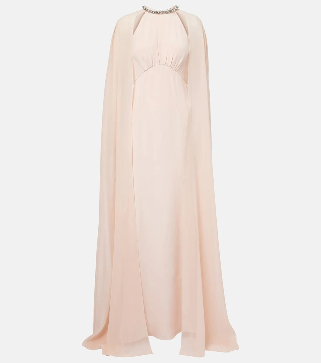 Roland Mouret - Embellished caped silk chiffon gown
