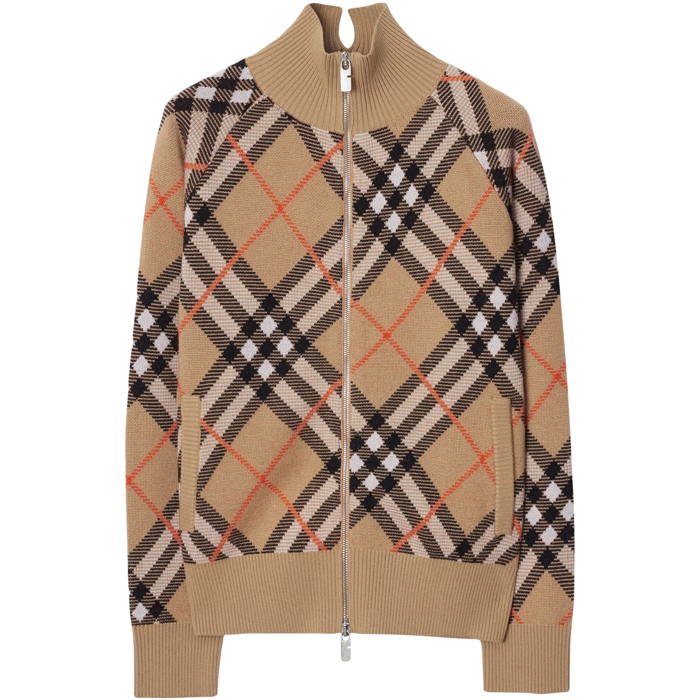 Burberry Beige Wool-Blend Check Track Jacket