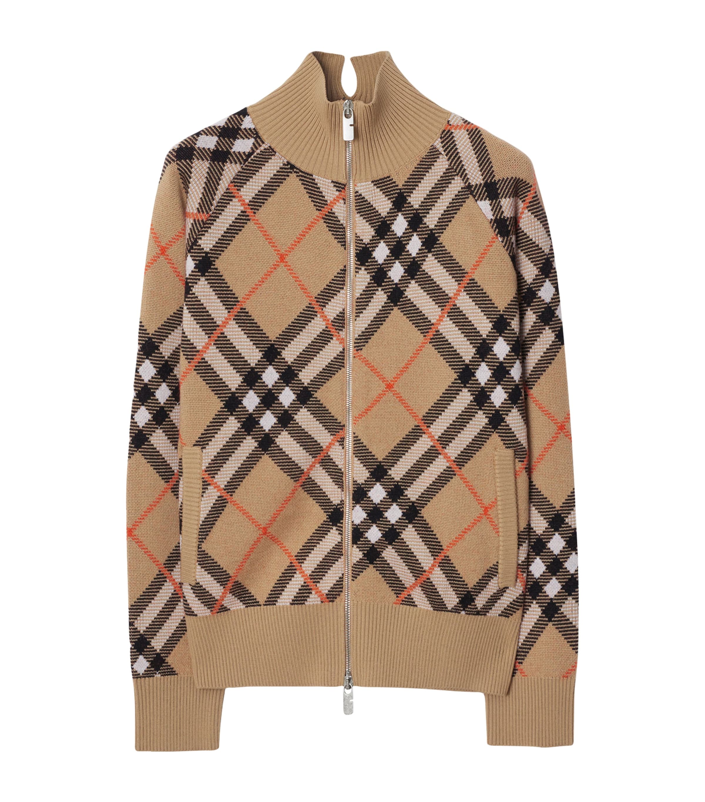 Burberry Beige Wool-Blend Check Track Jacket