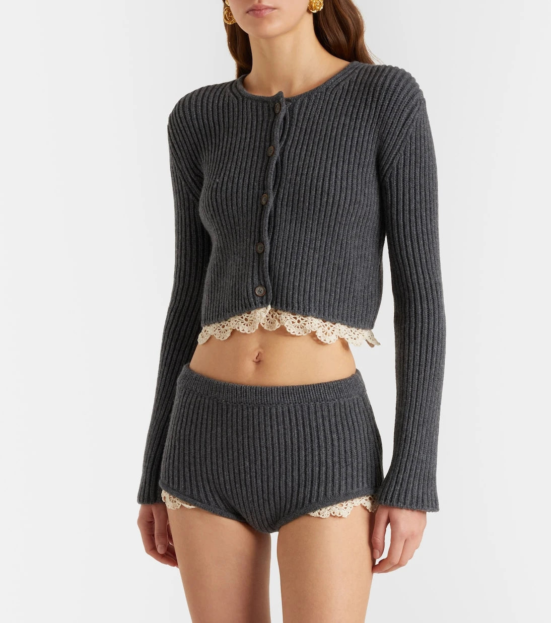 Magda Butrym - Crochet-trimmed cashmere shorts