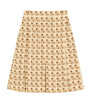 Valentino Nude Silk Dog-Print Midi Skirt