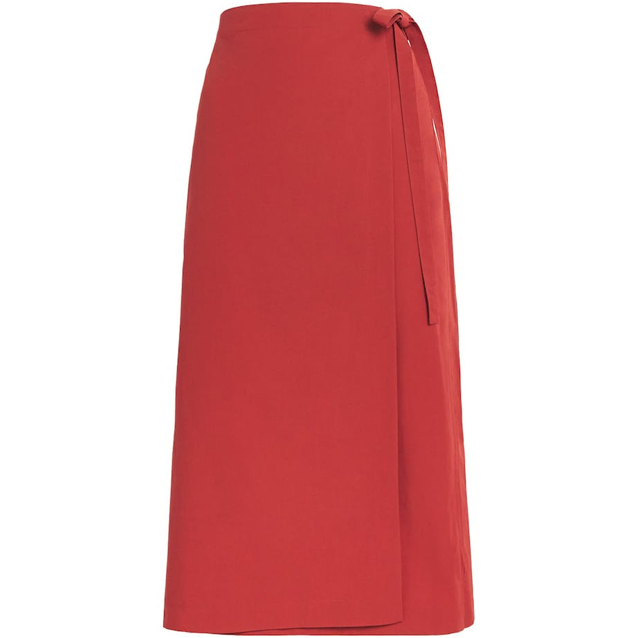 Red Wrap Midi Skirt