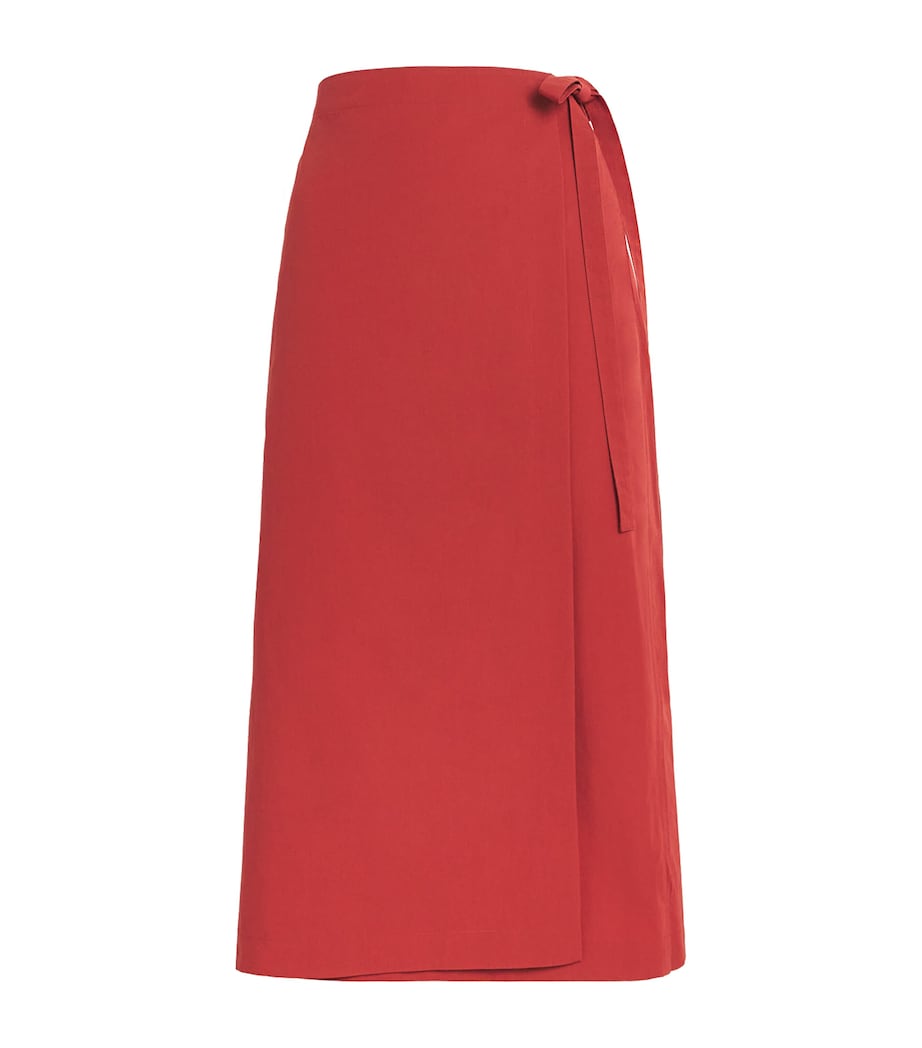 Red Wrap Midi Skirt
