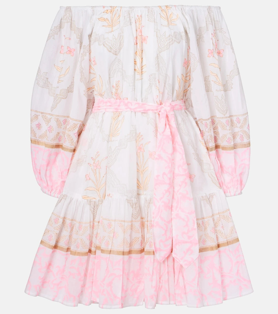 Juliet Dunn - Printed off-shoulder cotton minidress