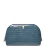 Small Leather Croc-Embossed Cosmetic Case