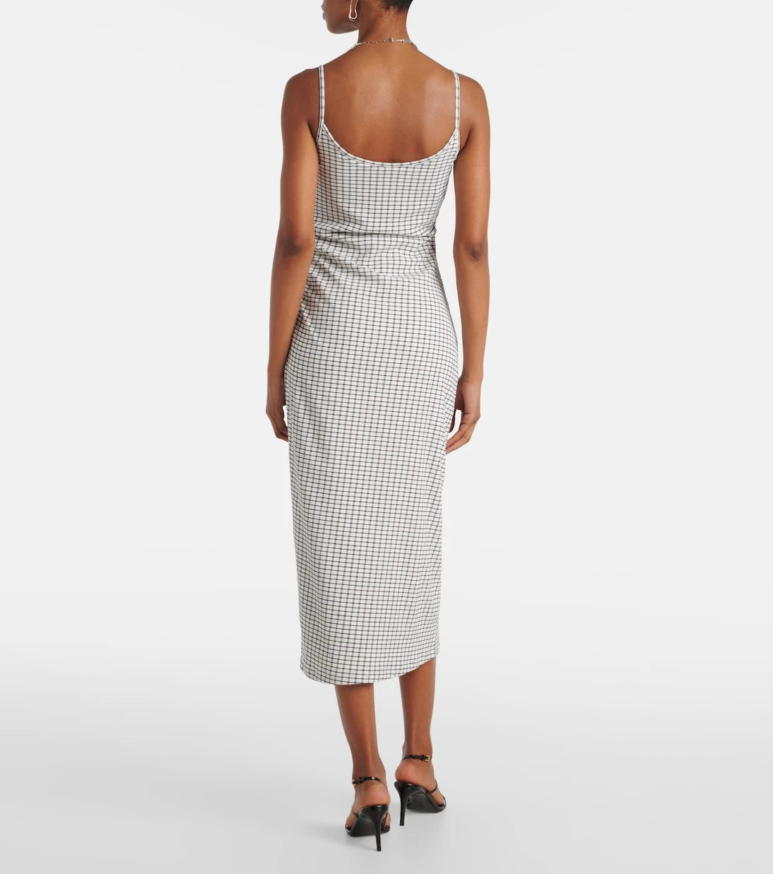 Vince - Checked ruched midi dress