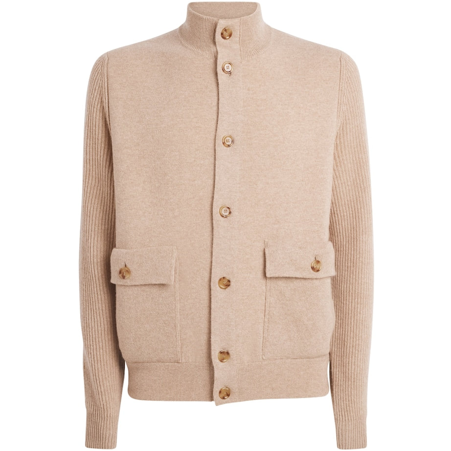 Lardini Wool-Blend High-Neck Cardigan