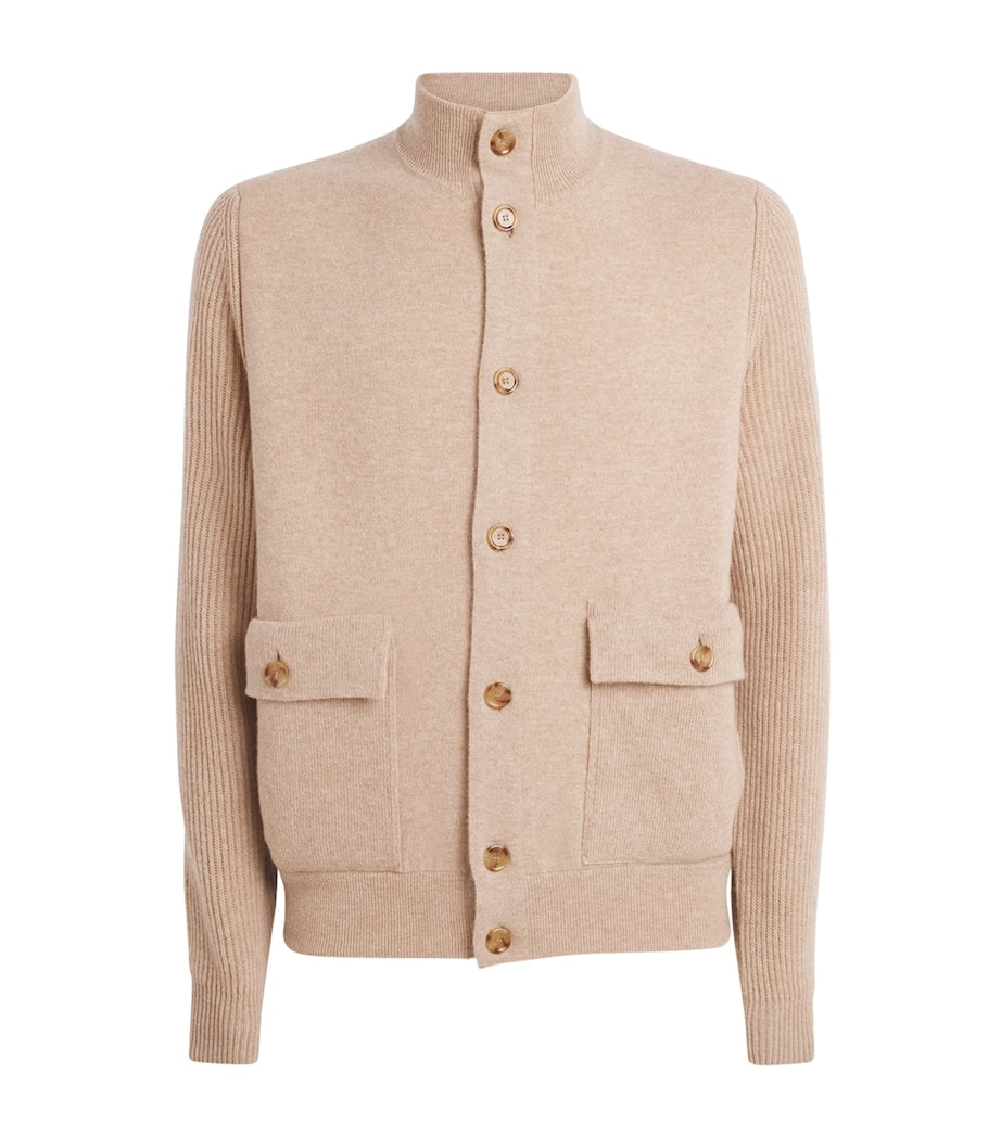 Lardini Wool-Blend High-Neck Cardigan