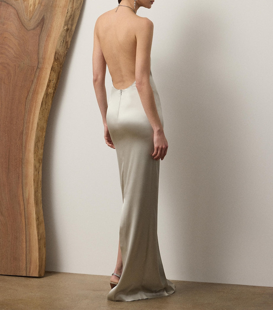 Ralph Lauren Collection Beige Stretch-Satin Corra Maxi Dress
