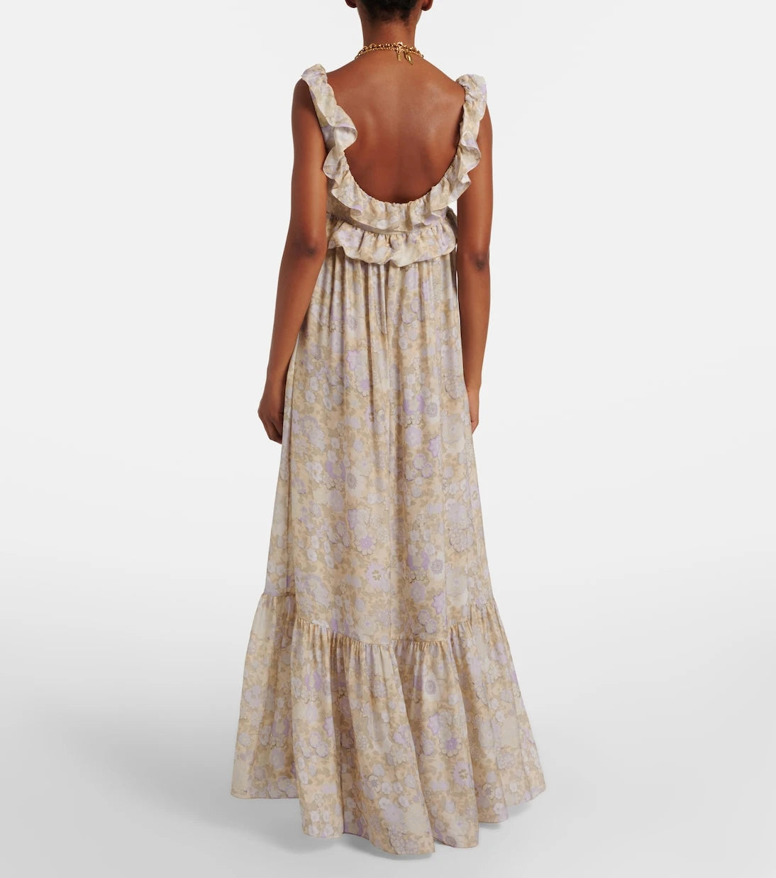 Chloé - Floral ruffled silk charmeuse maxi dress