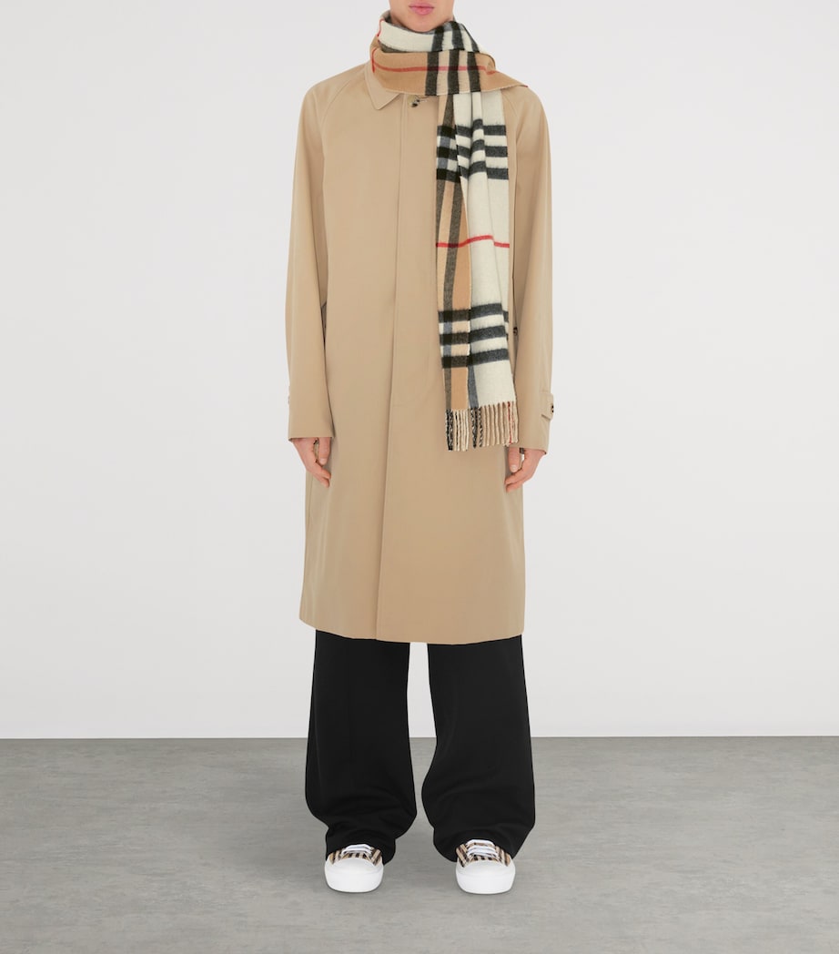 Burberry Beige Cashmere Contrast Check Scarf