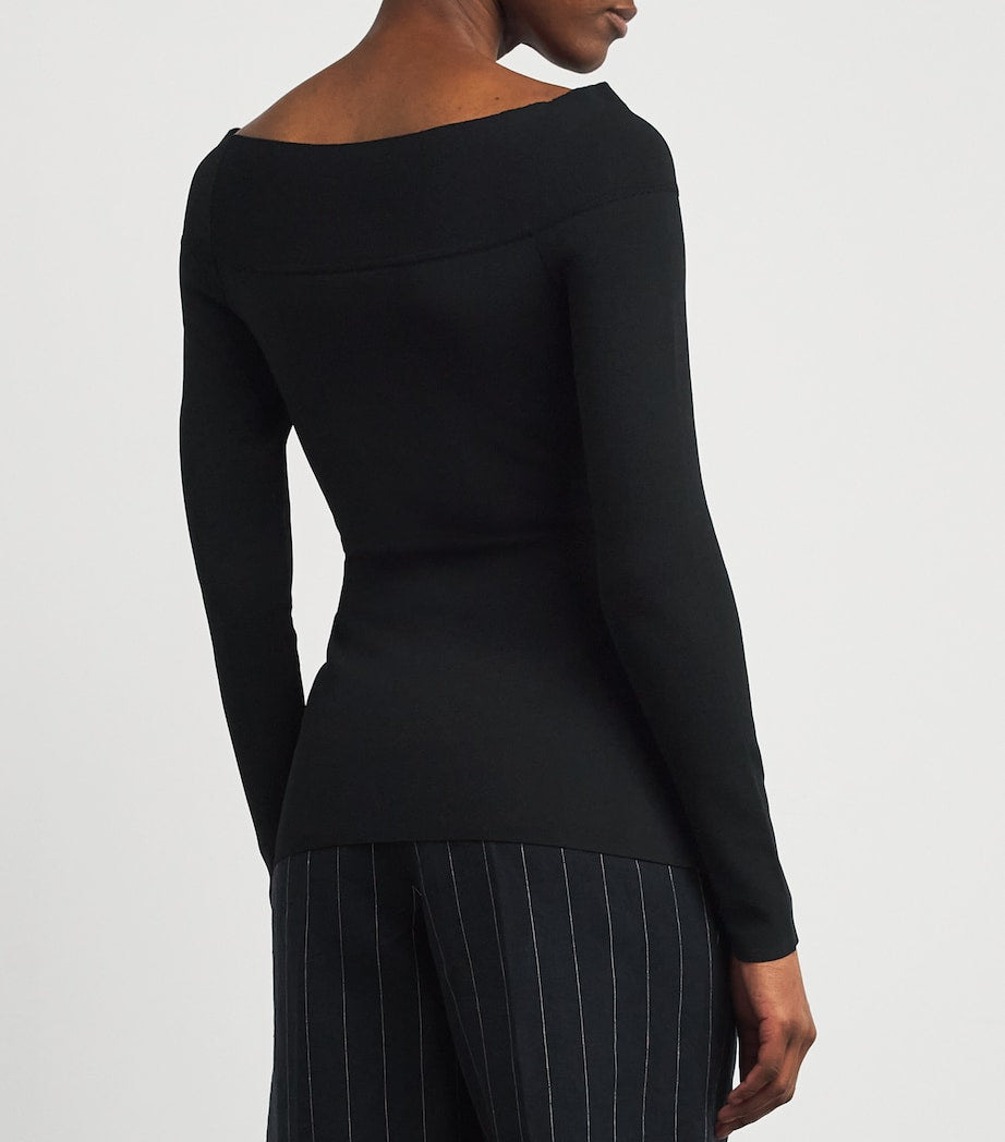 Stella McCartney Black Stretch Knit Off-The-Shoulder Top