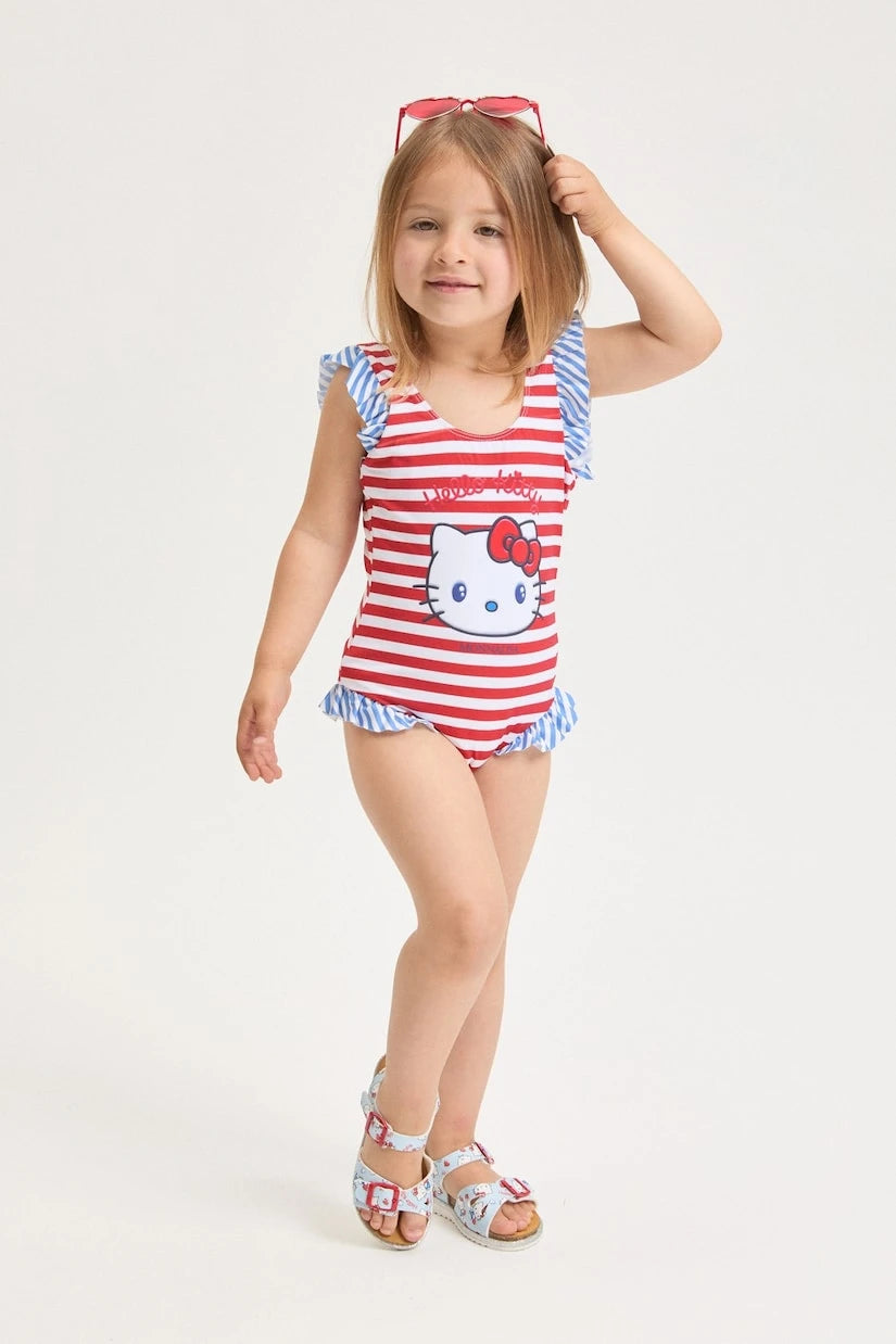Monnalisa - x Hello Kitty striped swimsuit