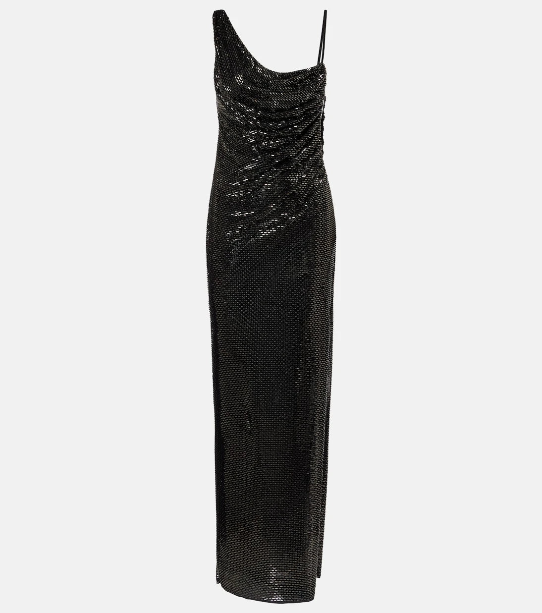 Self-Portrait - Draped rhinestone-embellished maxi dress