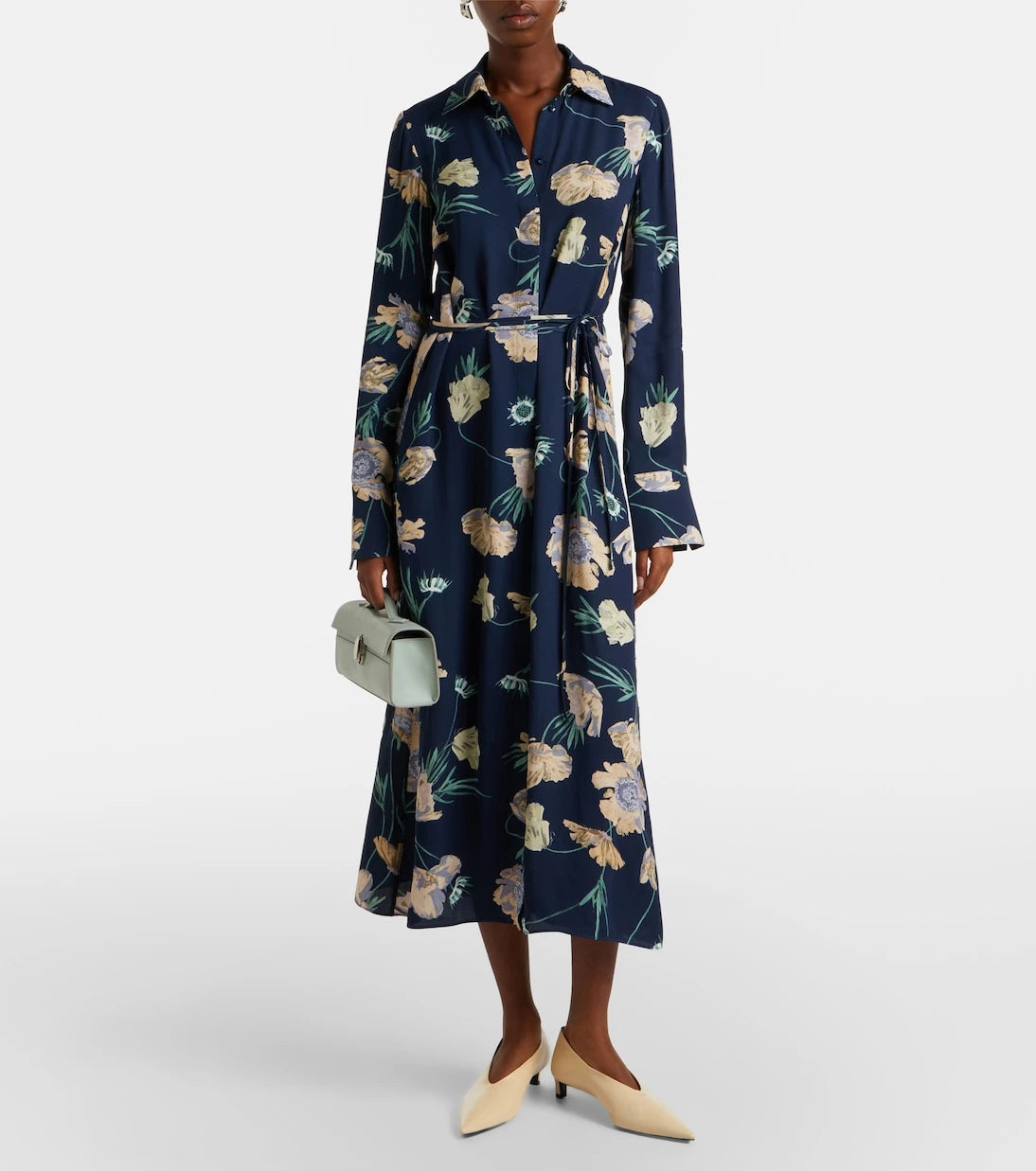 Erdem - Belted floral shirt dress