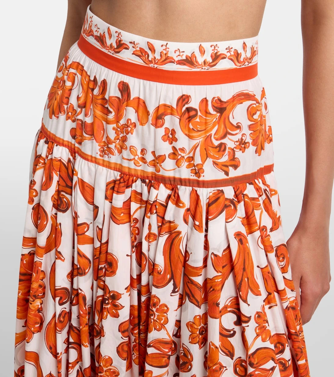 Dolce&Gabbana - Majolica cotton poplin maxi skirt