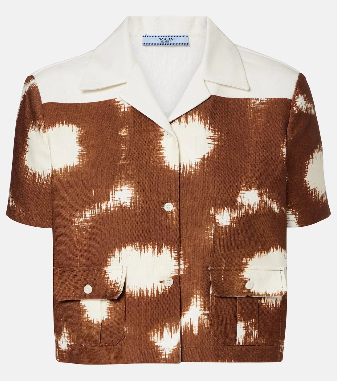 Prada - Printed cropped cotton shirt