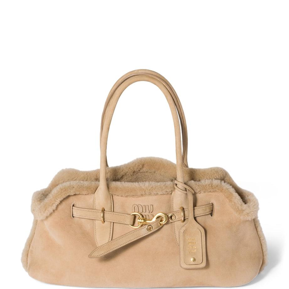 Suede-Shearling Aventure Shoulder Bag