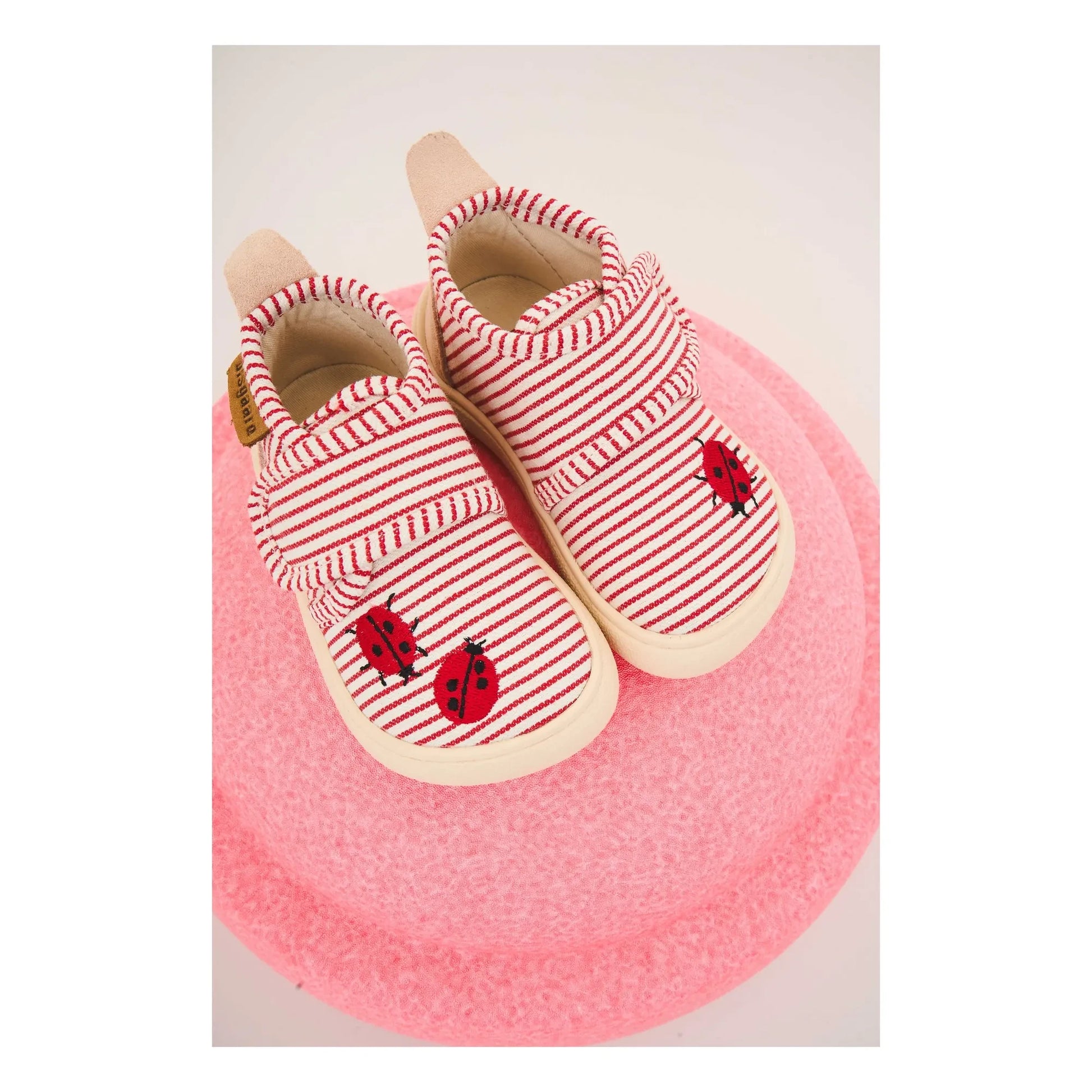 bisgaard - Ladybug Striped Scratch Slippers | Red