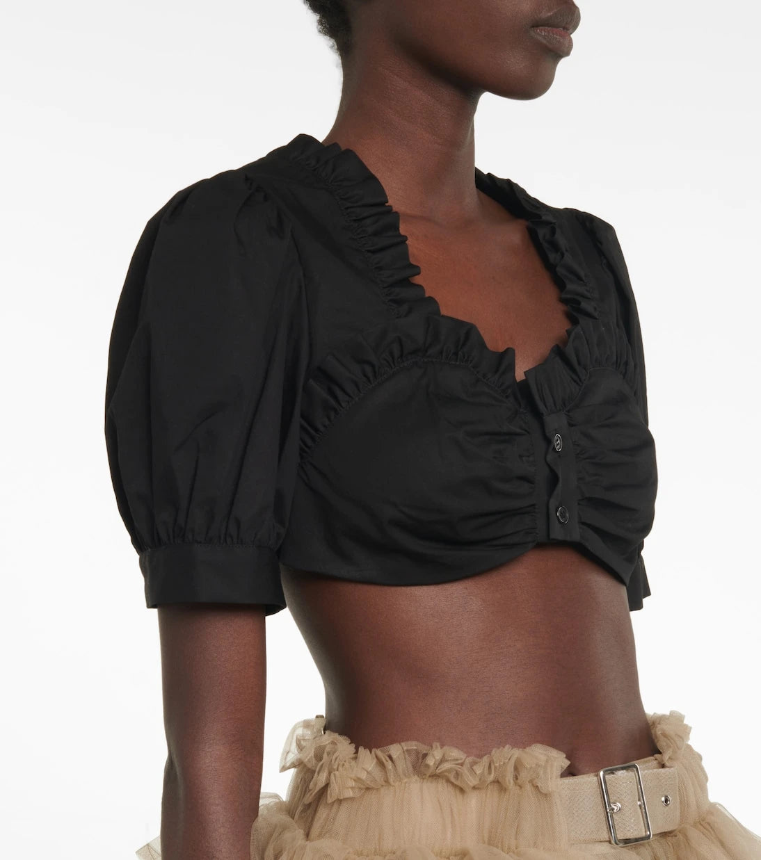 Noir Kei Ninomiya - Ruffled cotton cropped top