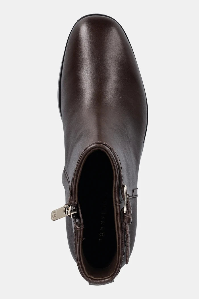 Tommy Hilfiger TH Buckle Riding Mid Heel Bootie Deri Bot