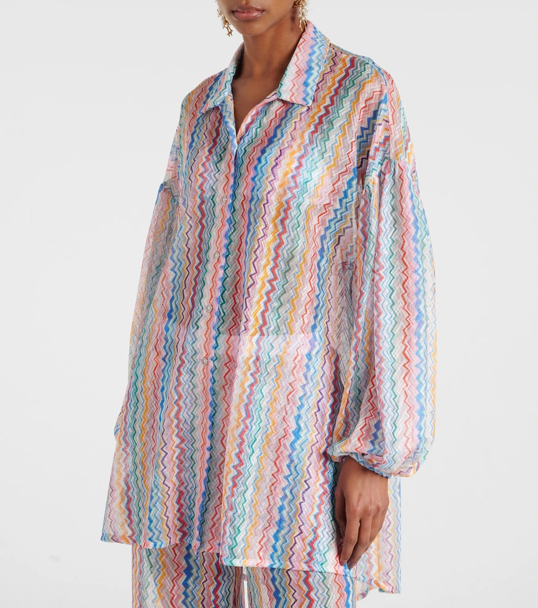 Missoni - Zikzak transparan salaş gömlek